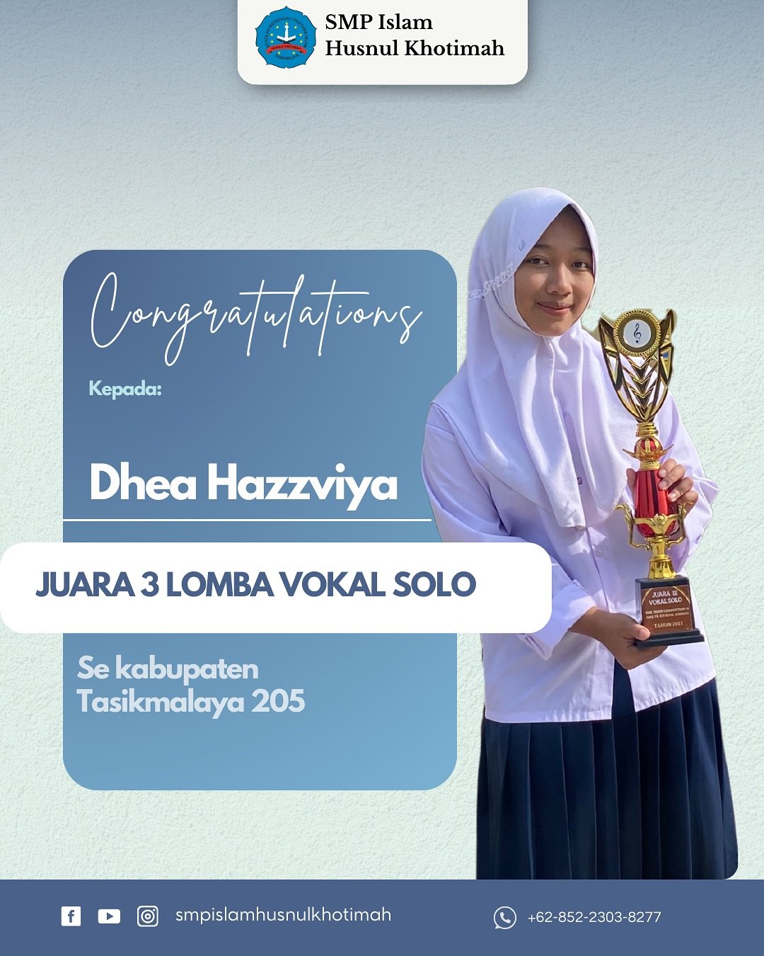 Juara 3 Lomba Vokal Solo Se Kabupaten Tasikmalaya Dhea Hazzviya